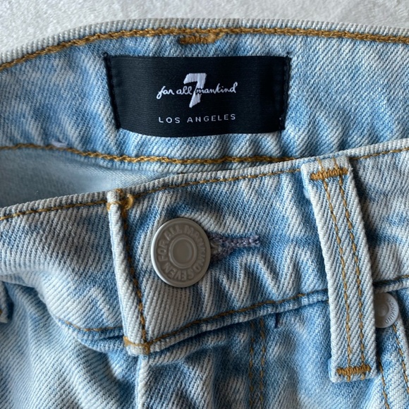 7 For All Mankind High Waist Skinny Jeans Light Wash Distressed Size 24 - Picture 3 of 10